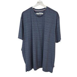 SAXX Men's Drop Temp Cooling Short Sleeve Shirt, UPF 50, Blue, Striped, Sz XXL